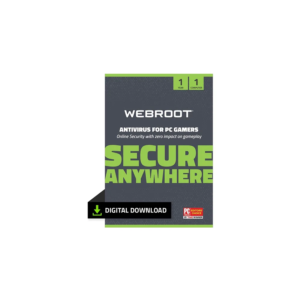 Webroot Antivirus for PC Gamers 2022 | 1-Device | 1-Year Subscription | Download